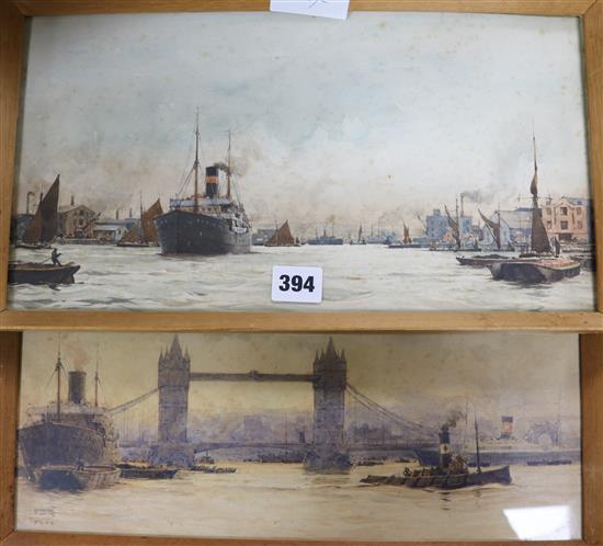 Herbert Touzech Ahier, Shipping scenes Largest 27 x 37cm